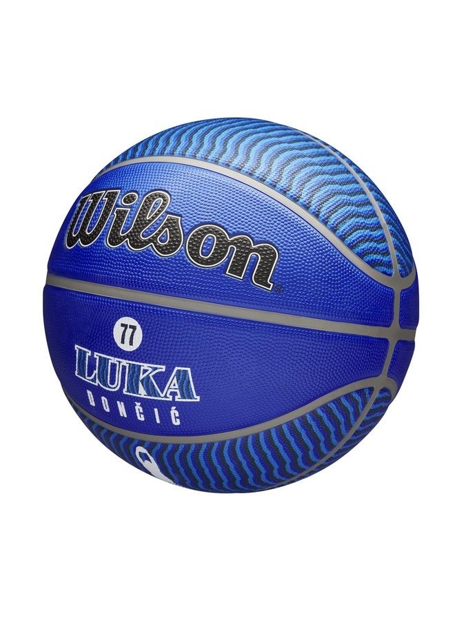ويلسون كرة سلة ويلسون NBA Player Icon Outdoor Basketball - لوكا - مقاس 7 للأعمار من 12 سنة فما فوق والبالغين - أزرق/أبيض، معدات رياضية فاخرة - Image 3