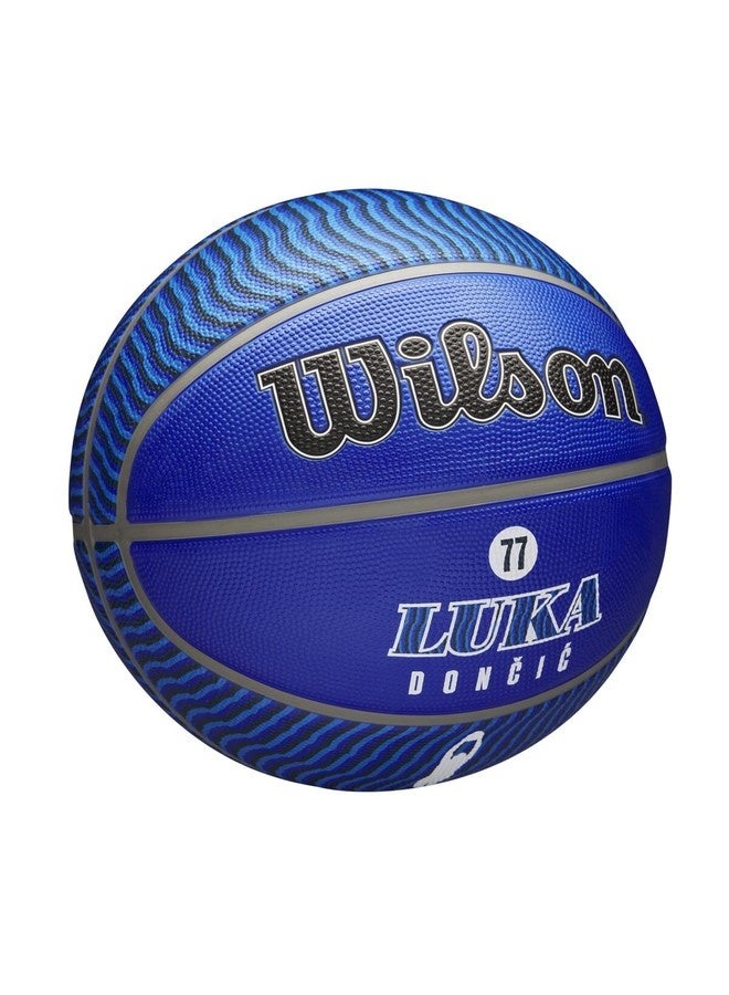 ويلسون كرة سلة ويلسون NBA Player Icon Outdoor Basketball - لوكا - مقاس 7 للأعمار من 12 سنة فما فوق والبالغين - أزرق/أبيض، معدات رياضية فاخرة - Image 2