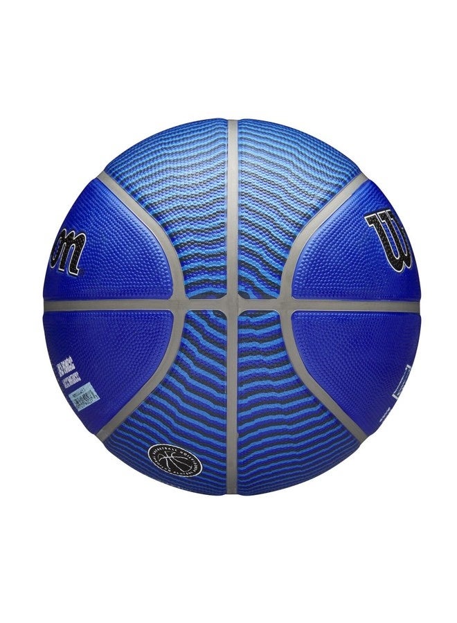 ويلسون كرة سلة ويلسون NBA Player Icon Outdoor Basketball - لوكا - مقاس 7 للأعمار من 12 سنة فما فوق والبالغين - أزرق/أبيض، معدات رياضية فاخرة - Image 4