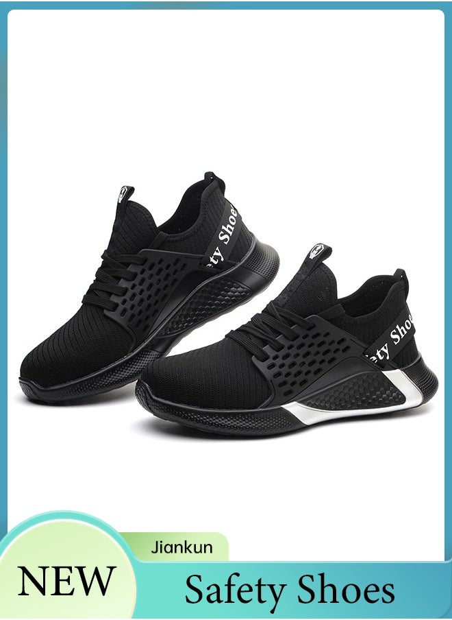 JIANKUN Steel Toe Shoes for Men Lightweight Safety Shoes Comfortable Puncture Proof Slip On Indestructible Work Shoes  - Image 1