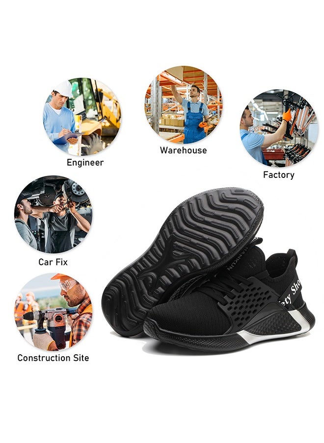 Steel Toe Shoes for Men Lightweight Safety Shoes Comfortable Puncture Proof Slip On Indestructible Work Shoes