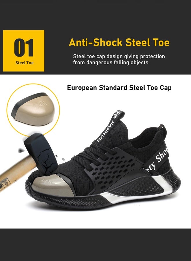 JIANKUN Steel Toe Shoes for Men Lightweight Safety Shoes Comfortable Puncture Proof Slip On Indestructible Work Shoes - Image 3