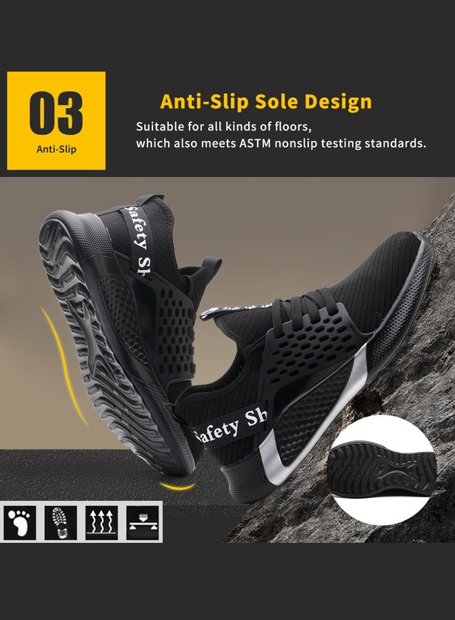 JIANKUN Steel Toe Shoes for Men Lightweight Safety Shoes Comfortable Puncture Proof Slip On Indestructible Work Shoes - Image 5