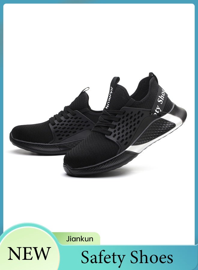 JIANKUN Steel Toe Shoes for Men Lightweight Safety Shoes Comfortable Puncture Proof Slip On Indestructible Work Shoes - Image 1