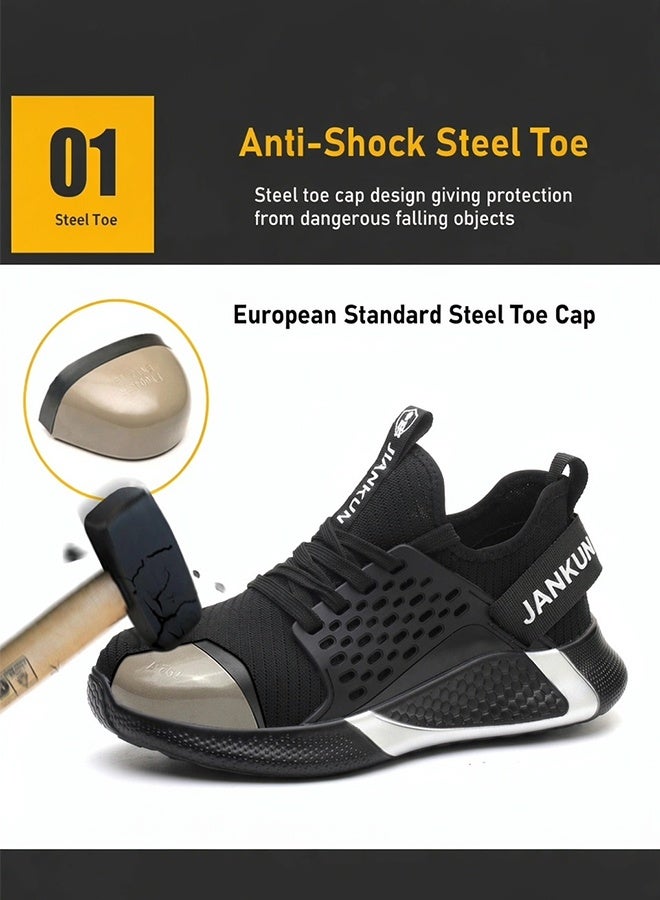 JIANKUN Steel Toe Shoes for Men Lightweight Safety Shoes Comfortable Puncture Proof Slip On Indestructible Work Shoes - Image 3