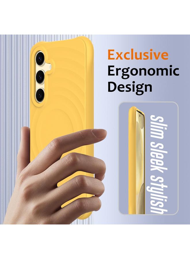 S-TOP Case For Samsung Galaxy S24 5G Wave Texture MagSafe Magnetic Liquid Silicone Phone Case - Image 2