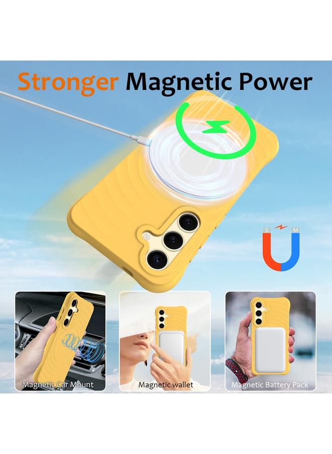 S-TOP Case For Samsung Galaxy S24 5G Wave Texture MagSafe Magnetic Liquid Silicone Phone Case - Image 4