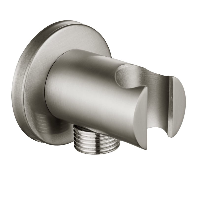 Heyalan Handheld Shower Wand HolderConnecting Shower Hose and Water Pipe Brass Shower Hand Holder Wall Mount Bracket Supply ElbowBrushed NickelRound - Image 2