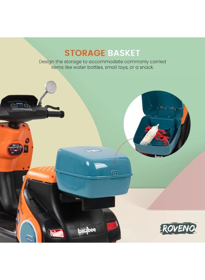 ROVENO Electric Ride On Bike for Kids 1-3 Years, Battery Operated Baby Motorbike Toy with Music & LED Lights, Rechargeable Kids Bike for Boys & Girls | Orange - Image 5