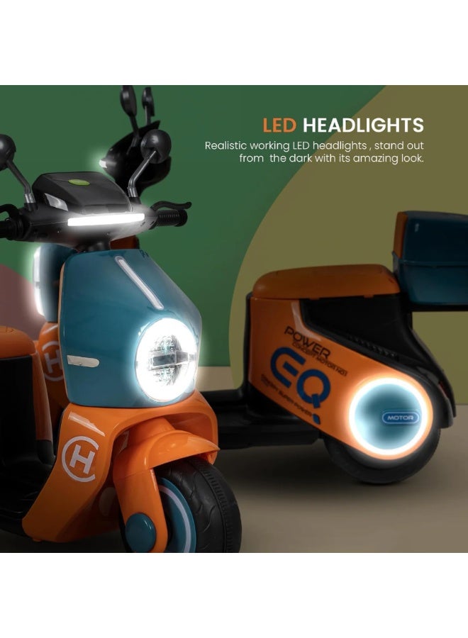 ROVENO Electric Ride On Bike for Kids 1-3 Years, Battery Operated Baby Motorbike Toy with Music & LED Lights, Rechargeable Kids Bike for Boys & Girls | Orange - Image 3