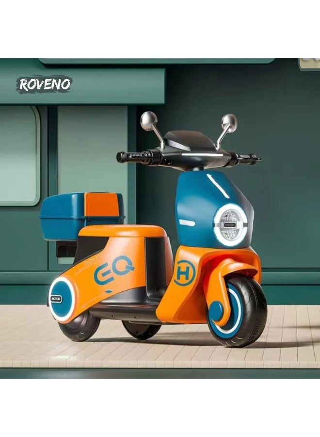 ROVENO Electric Ride On Bike for Kids 1-3 Years, Battery Operated Baby Motorbike Toy with Music & LED Lights, Rechargeable Kids Bike for Boys & Girls | Orange - Image 1