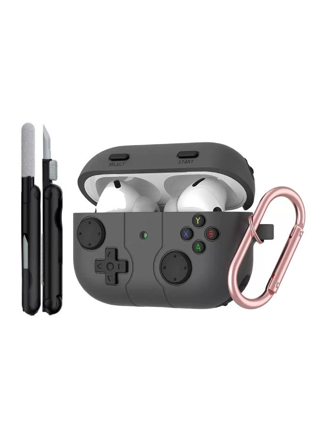 دكينج غطاء واقٍ من السيليكون لـ AirPods Pro 3، يأتي مع مجموعة تنظيف وسلسلة مفاتيح، متوافق مع AirPods Pro 3، تصميم لطيف وممتع، غطاء واقٍ من السيليكون مقاوم للصدمات، مناسب للرجال والأولاد، باللون الرمادي. - Image 1