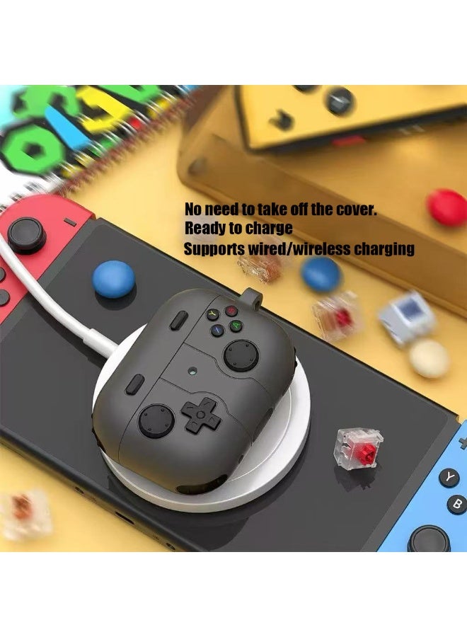 دكينج غطاء واقٍ من السيليكون لـ AirPods Pro 3، يأتي مع مجموعة تنظيف وسلسلة مفاتيح، متوافق مع AirPods Pro 3، تصميم لطيف وممتع، غطاء واقٍ من السيليكون مقاوم للصدمات، مناسب للرجال والأولاد، باللون الرمادي. - Image 4