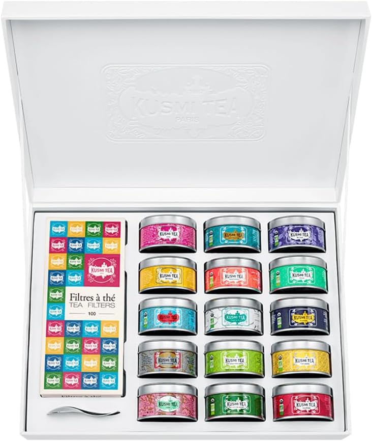 Kusmi Tea Collection - 15 Miniature Flavored Teas and Infusions with 100 Tea Filters and Spoon - Image 1