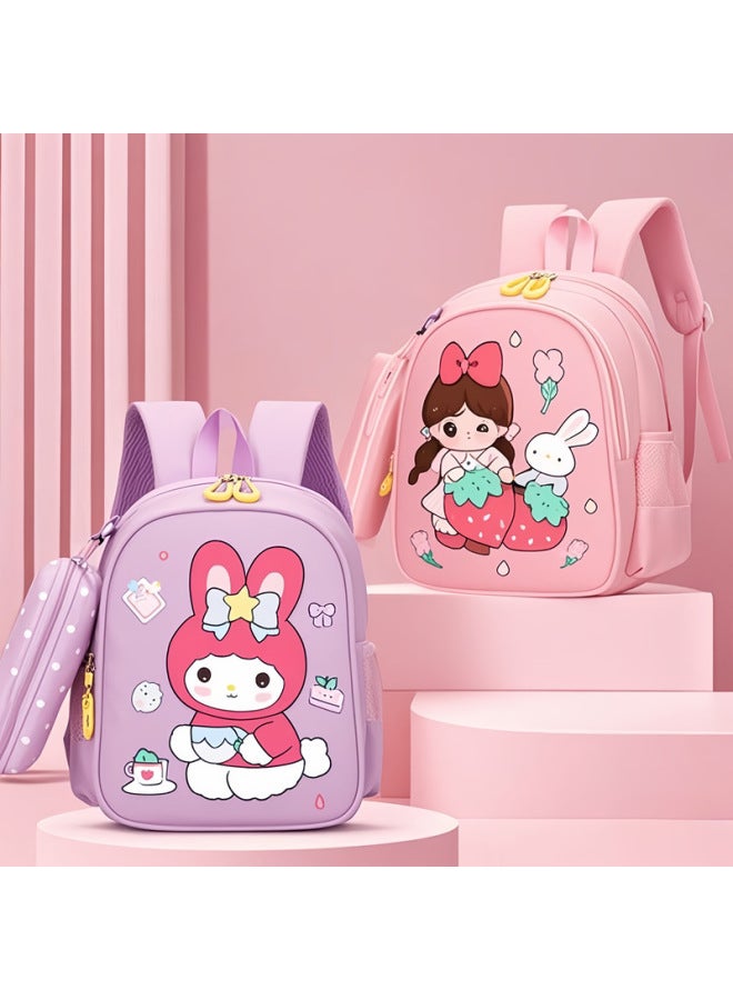 Children's Schoolbag Girl 3-6 Years Old 5 Middle Class Kindergarten Backpack Cartoon Cute Baby Girl Backpack-Colour:Strawberry Girl-bright Pink - Image 2