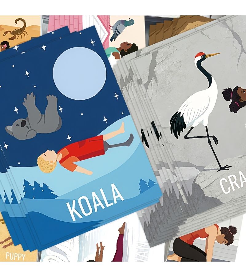 22 Mini Yoga Cards Mindfulness Meditation Cards with Positive Affirmations Birthday Gift for Yoga Lovers Suitable for Yoga and Yoga Classes Fun Cartoon Animal Yoga Poses 6.2 x 9 cm - Image 3