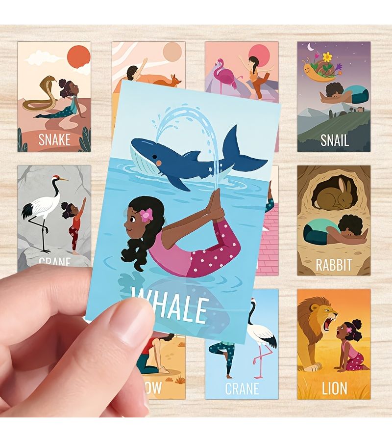 22 Mini Yoga Cards Mindfulness Meditation Cards with Positive Affirmations Birthday Gift for Yoga Lovers Suitable for Yoga and Yoga Classes Fun Cartoon Animal Yoga Poses 6.2 x 9 cm - Image 4