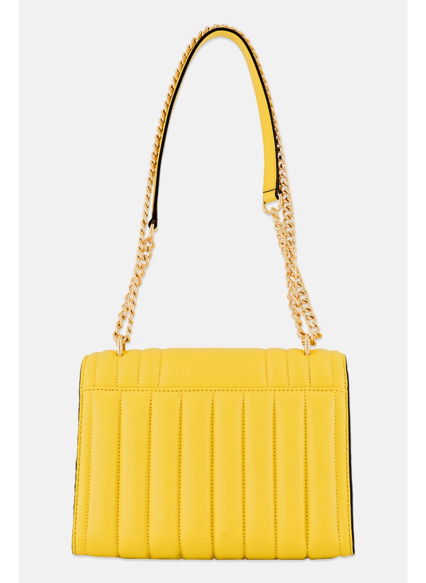 Michael Kors Women Brand Logo Shoulder Bag 19 H x 25 L x 9 W cm, Yellow  - Image 3