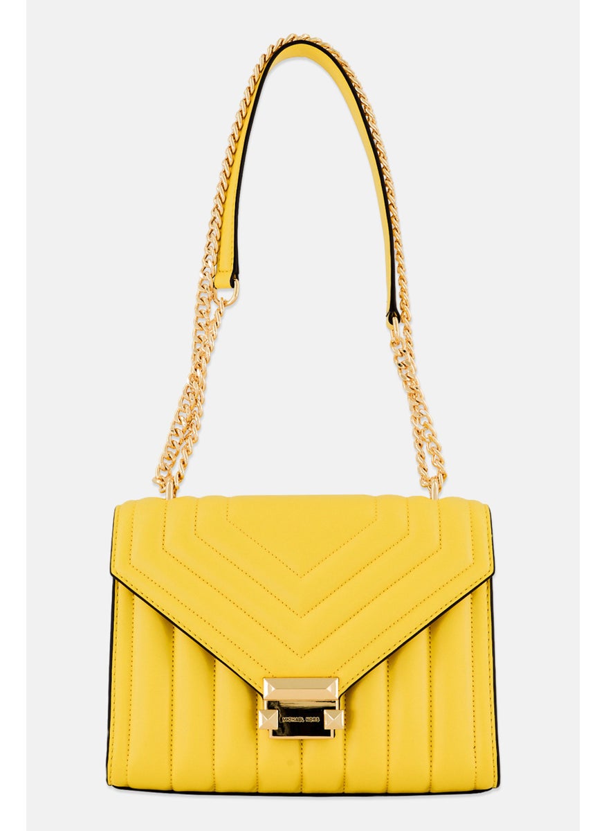Michael Kors Women Brand Logo Shoulder Bag 19 H x 25 L x 9 W cm, Yellow  - Image 1