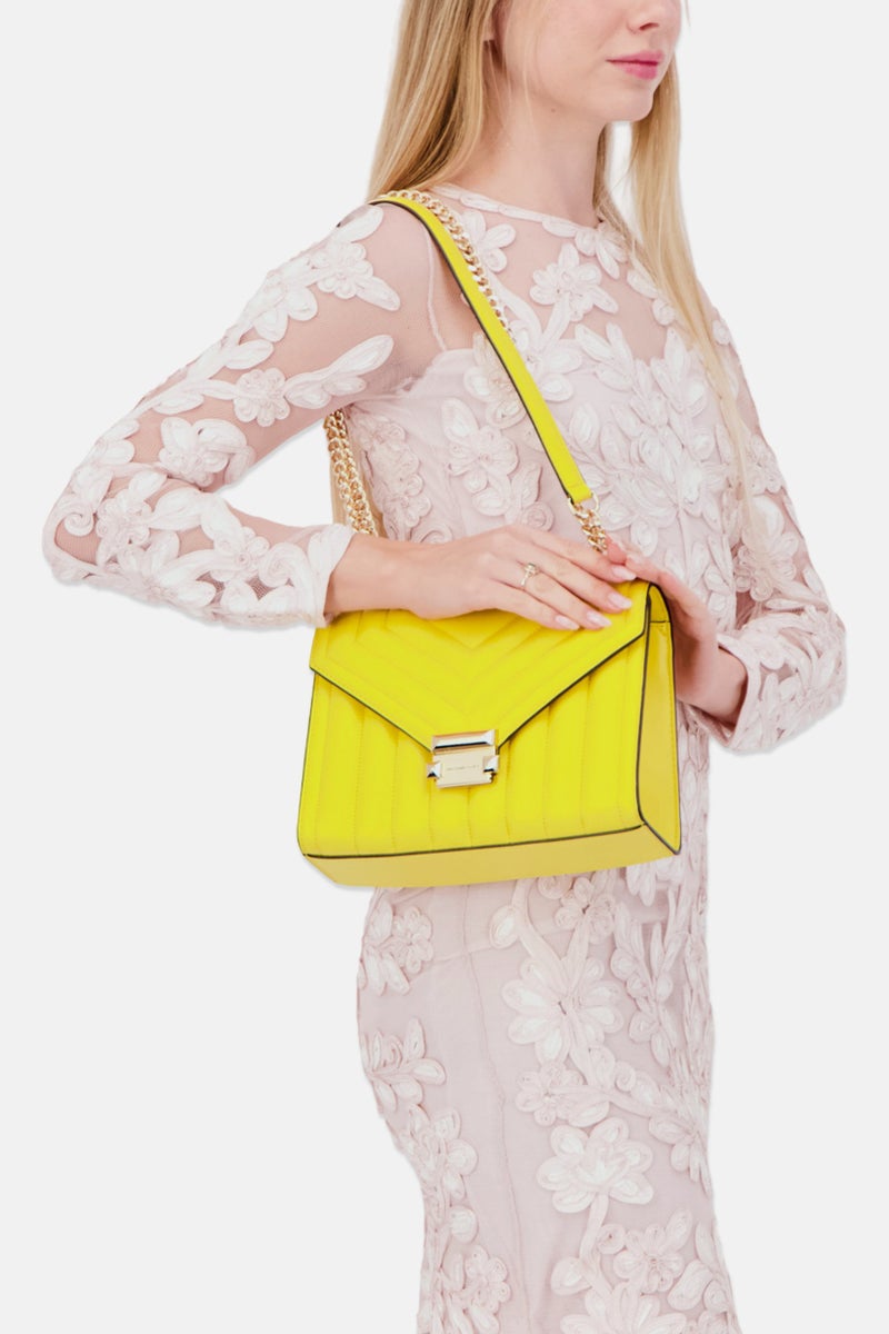 Michael Kors Women Brand Logo Shoulder Bag 19 H x 25 L x 9 W cm, Yellow  - Image 2