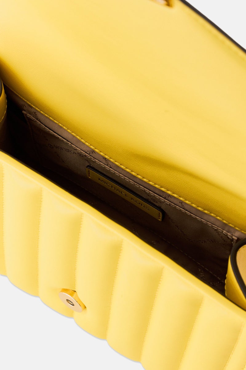Michael Kors Women Brand Logo Shoulder Bag 19 H x 25 L x 9 W cm, Yellow  - Image 4