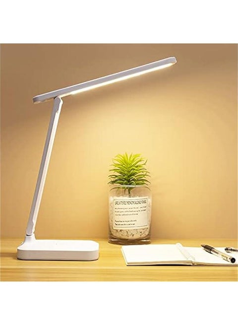 LED Desk Lamp, Table Lamp For Computer/Desktop, Rechargeable, Eye-Caring, Touch Control With USB Charging Port-Bedside Table Lamp for Reading, Study Lamp for Kids, Home, Office White
