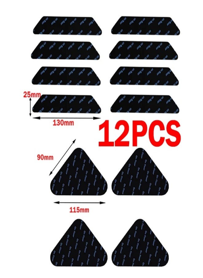 ارواق ملصقات سجاد غير قابلة للانزلاق قابلة لإعادة الاستخدام وقابلة للغسل ومضادة للتجعد وملصقات ثابتة وسجادة أرضية وشريط لاصق ووسادة زاوية (12 قطعة) - Image 1