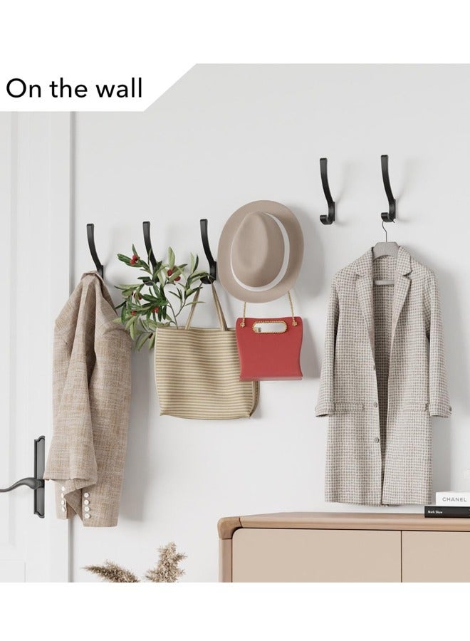 4 Pack Large Heavy Duty Wall Hooks - Black Metal Coat & Bag Hooks, Holds Coats, Backpacks, Purses - Image 4