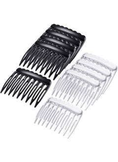 eBoot 24 Pieces Small Hair Side Combs Plastic French Teeth Hair Combs for Women Hair Clip Combs Bridal Wedding Veil Comb for Fine Hair, Black and Clear  - Image 1