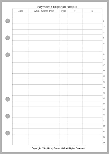 Handy Forms Personal-Wide Sized Payment/Expense Record and Check Register, Sized and Punched for Personal-Wide Notebooks (4.75" x 6.75") - Image 5