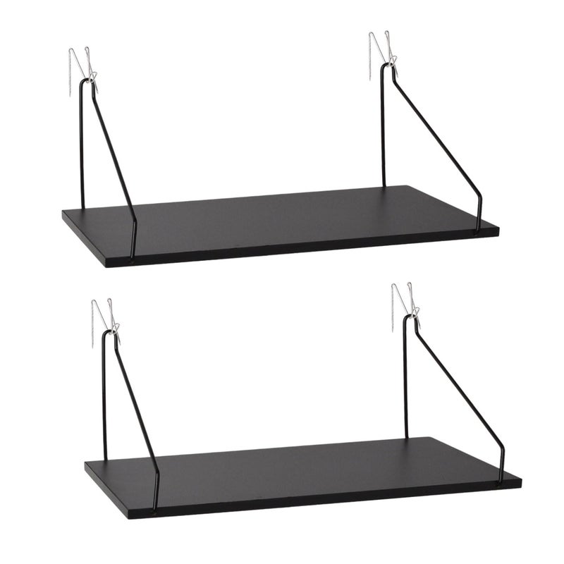 onsogi Fabric Wall Cubicle Shelf with Hooks for Work Decor, 11.8' Wooden Cubicle Organizer Storage Shelf with Hangers Cubicle Accessories for Women Men Desk, 2 Pack Black - Image 1