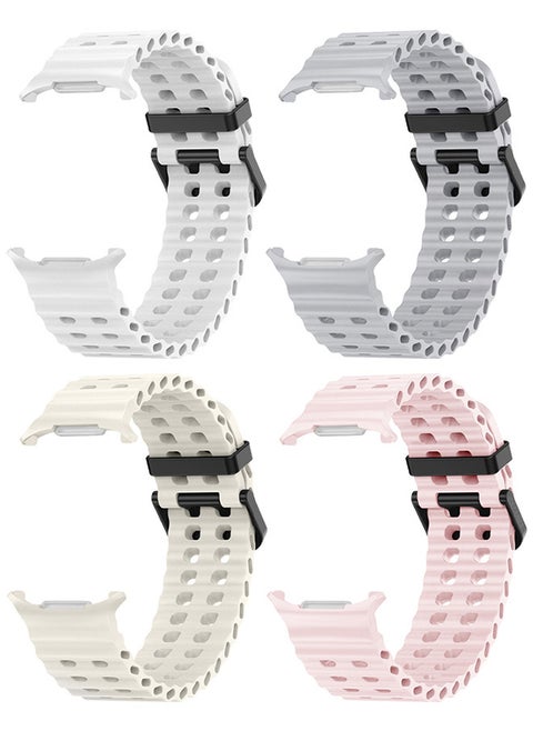 4 Pack of Band for Samsung Galaxy Watch 7 Ultra Soft Silicone  Adjustable, Sweat-Resistant, and Stylish