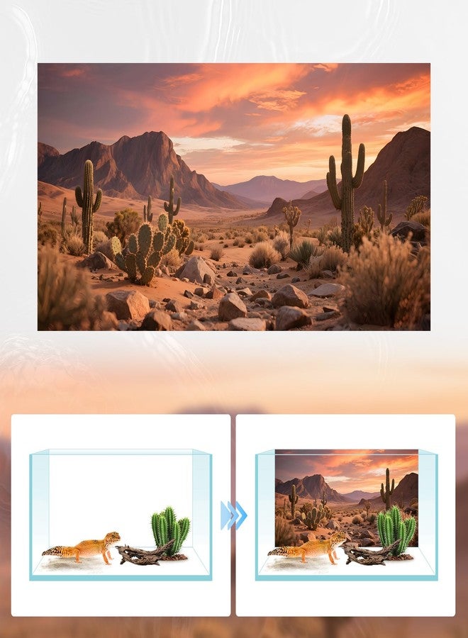 Xereooe 3 Pack Terrarium Background Polyester Reptile Background，Gobi Sunshine Cactus Stone & Green Tree Fern Stream Terrarium (30 inches x 12 inches) - Image 3