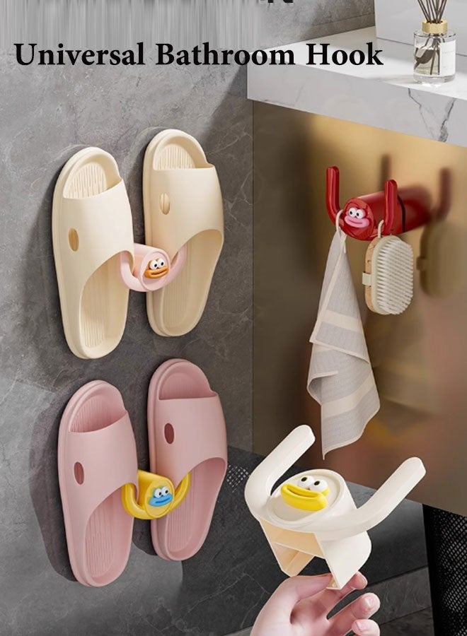 خطاف حمام متعدد الوظائف بدون ثقب، عبوة من 4 خطافات حائط للنعال - Image 1