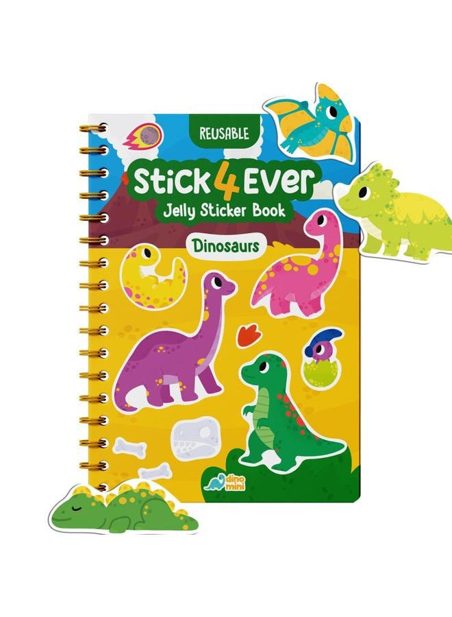 DINO MINI Stick4Ever Jelly Sticker Book - for Kids - Waterproof, Easy to Clean Jelly Stickers - Busy Book for Toddlers with 50 Pcs of Jelly Stickers (Dinosaurs) - Image 1