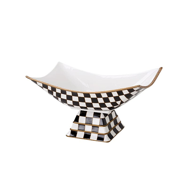 Porlien Checker Fruit Bowl with Stand - Image 1