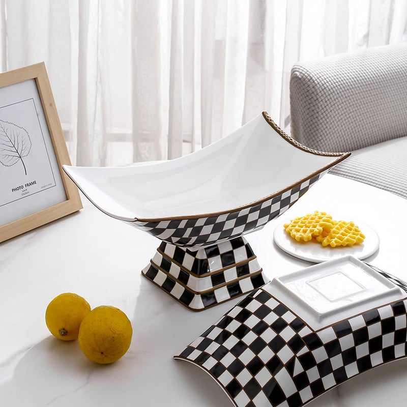 Porlien Checker Fruit Bowl with Stand - Image 4