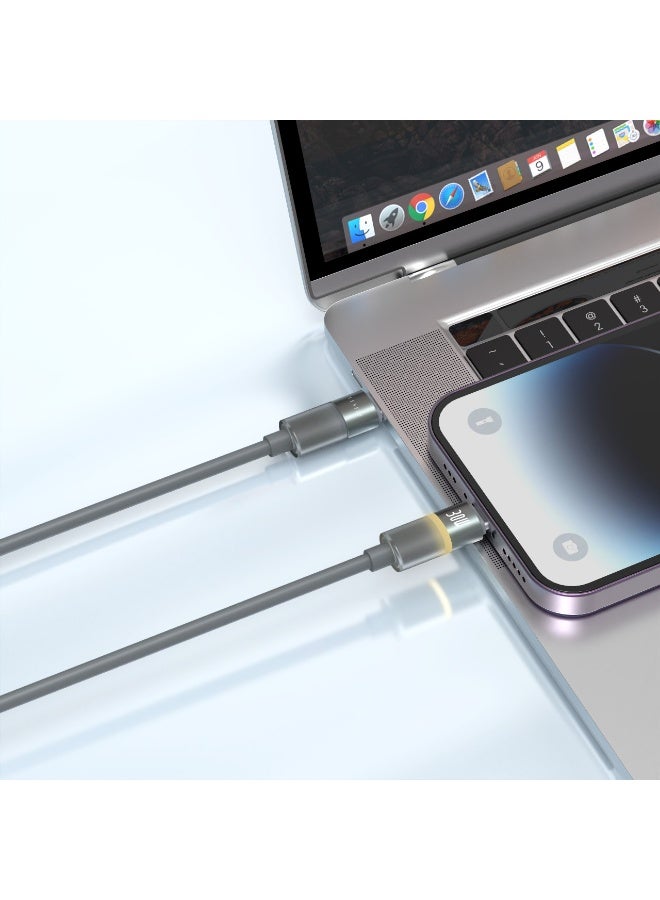 LEVELO Cable 1m PD 30W Luno Type-C to Lightning / LED Indicator / Tangle Free / Data Transfer Rate 480Mbps -Grey - Image 4