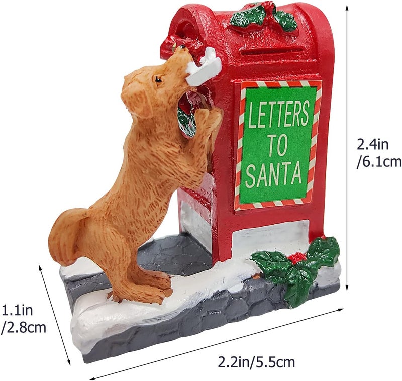 UMESONG Christmas Village Accessories Letter to Santa Mailbox Village Set Cute Puppy Collection Resin Statues for Vacations Home Christmas Decorations - Image 2