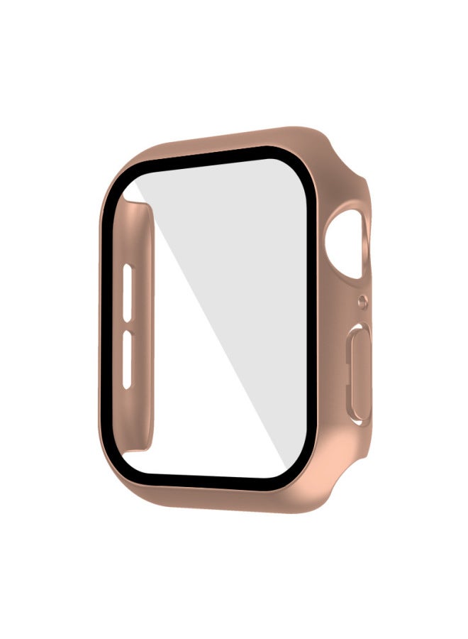 Suitable For Apple Waterproof Case Original Color All-inclusive PC Tempered Film Integrated For Apple Watch Iwatch Protective Cover-Color:Original Rose Gold-Appearance Size:44mm