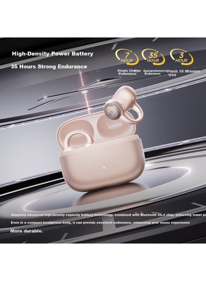 Walker Flower Zero Clip Ear Clip Headphones Open Wireless Bluetooth Headphones Comfortable To Wear Long Battery Life Suitable For Apple Huawei Xiaomi Rose Gold - Image 2