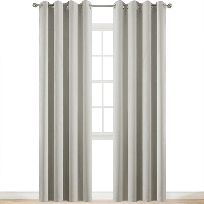 Room Darkening Thermal Insulated Light Blocking Blackout Curtains 2 tie Backs Included52Wx84LLight Beige2 Panels