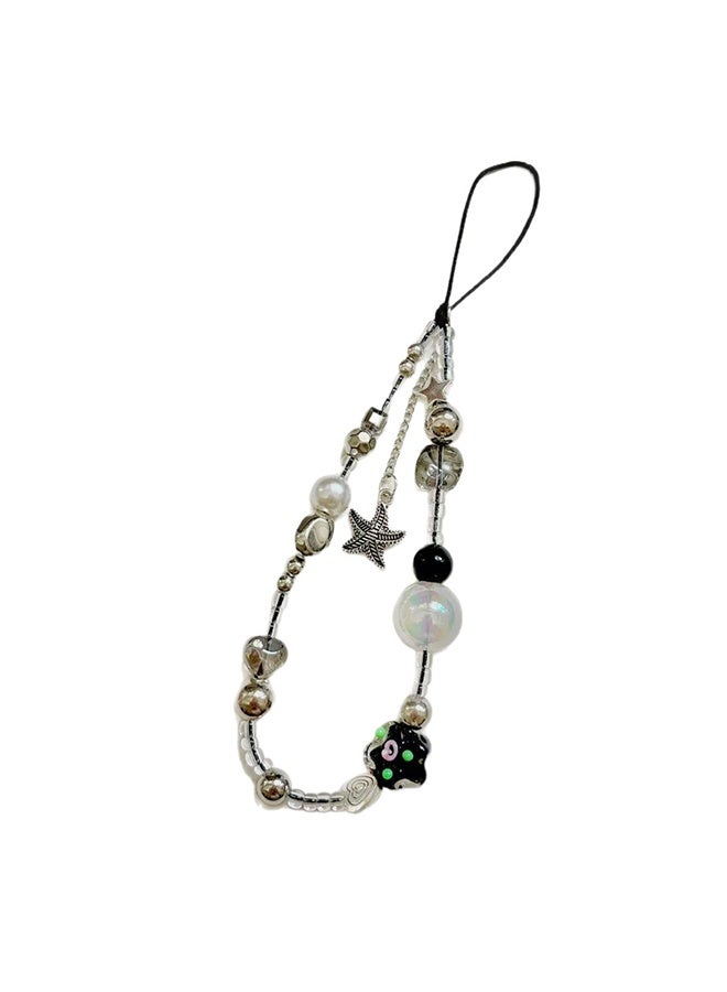 GIFT Rose Starfish Phone Lanyard Women's Beaded Keychain & Wristband for Phone Camera Wallet - Image 1