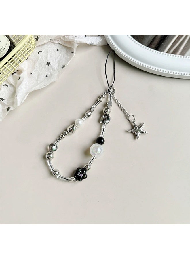GIFT Rose Starfish Phone Lanyard Women's Beaded Keychain & Wristband for Phone Camera Wallet - Image 3