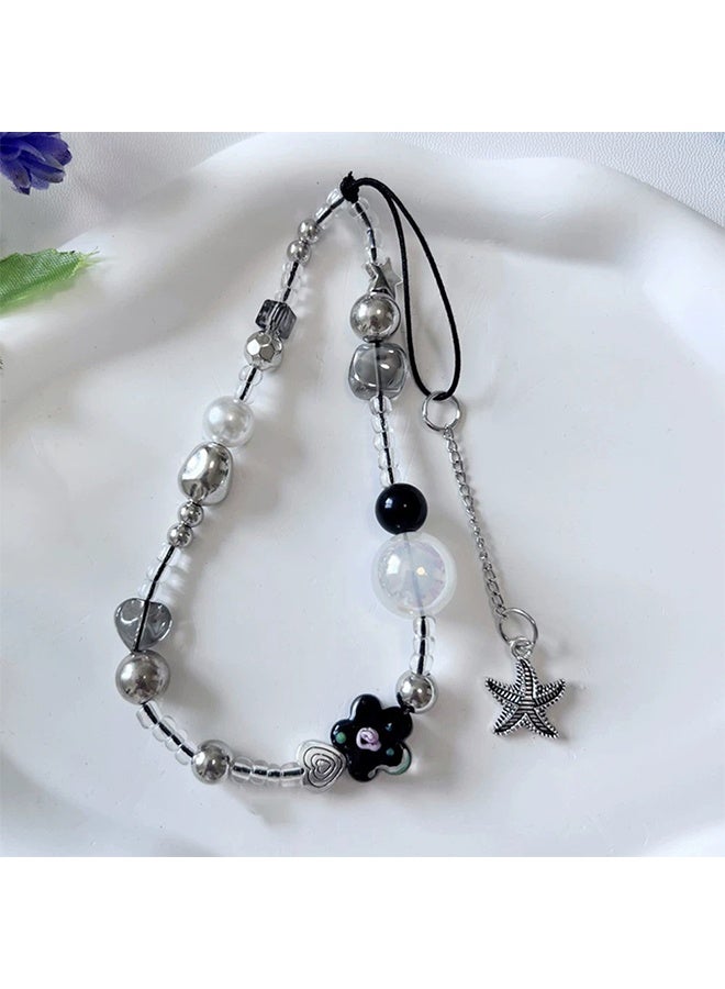 GIFT Rose Starfish Phone Lanyard Women's Beaded Keychain & Wristband for Phone Camera Wallet - Image 2