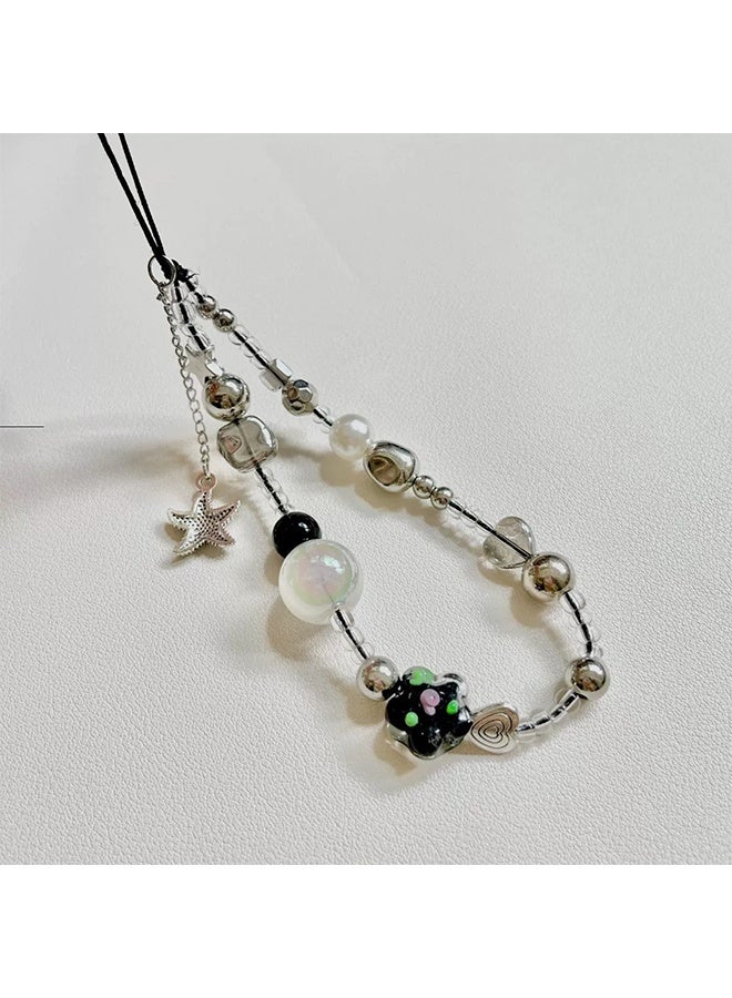GIFT Rose Starfish Phone Lanyard Women's Beaded Keychain & Wristband for Phone Camera Wallet - Image 4