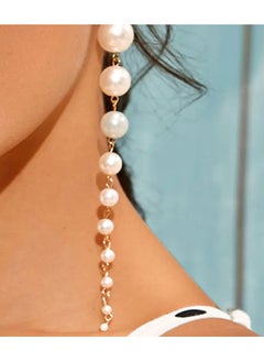 Home Clearance Sale 1pair Faux Pearl Decor Long Drop Earrings  - Image 1