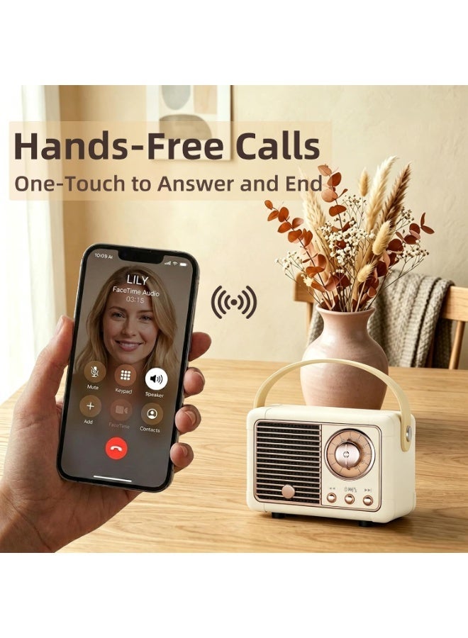 Hieasy Portable Retro Bluetooth Speaker, Mini Wireless Speaker with Bluetooth 5.0, 3W HiFi Sound, 400mAh Battery, Up to 6 Hours Playtime, AUX/USB/TF Card Playback, Hands-Free Calling - Image 5