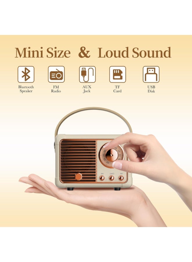 Hieasy Portable Retro Bluetooth Speaker, Mini Wireless Speaker with Bluetooth 5.0, 3W HiFi Sound, 400mAh Battery, Up to 6 Hours Playtime, AUX/USB/TF Card Playback, Hands-Free Calling - Image 2