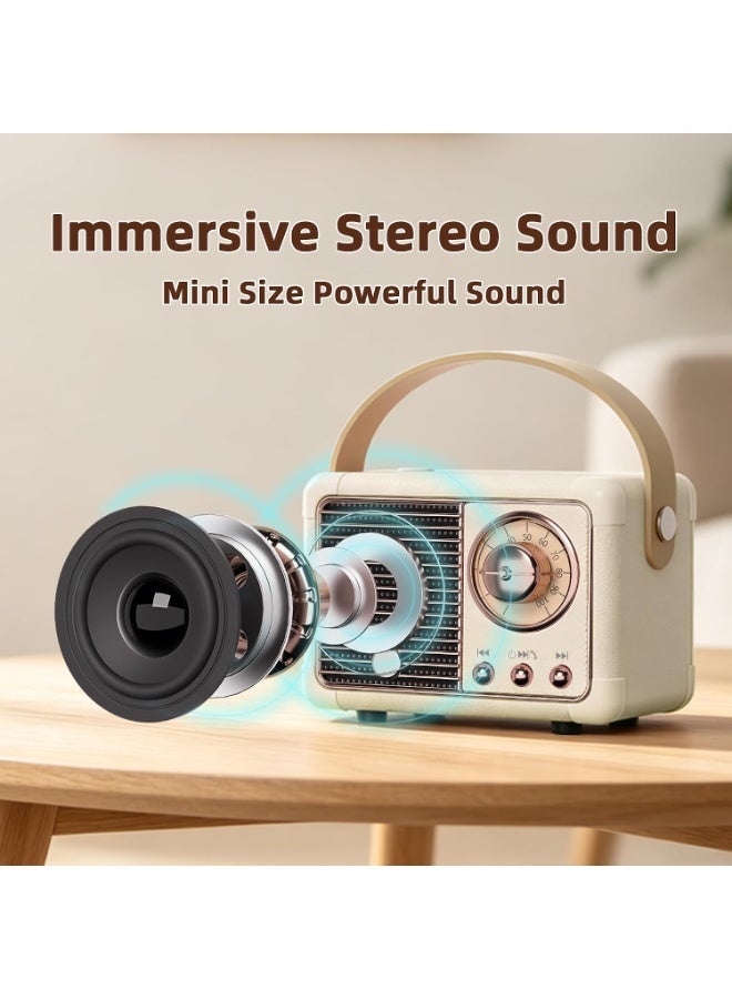 Hieasy Portable Retro Bluetooth Speaker, Mini Wireless Speaker with Bluetooth 5.0, 3W HiFi Sound, 400mAh Battery, Up to 6 Hours Playtime, AUX/USB/TF Card Playback, Hands-Free Calling - Image 3